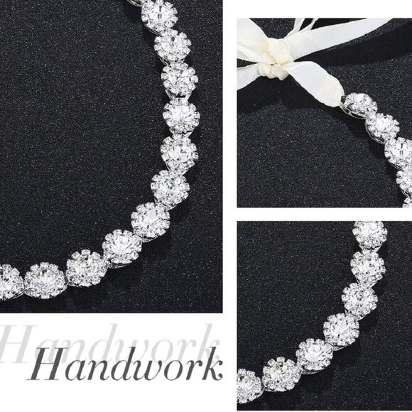 Crystal Bridal Headband Silver Wedding Hair Jewelry for Brides and Bridesmaids main image 6